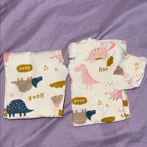Old Navy Kids Pajama Set with Dinosaur Print - Pink and Blue
